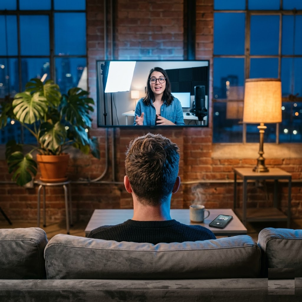 Soirée chill regardant YouTube sur la TV avec YouTube Music sur le téléphone